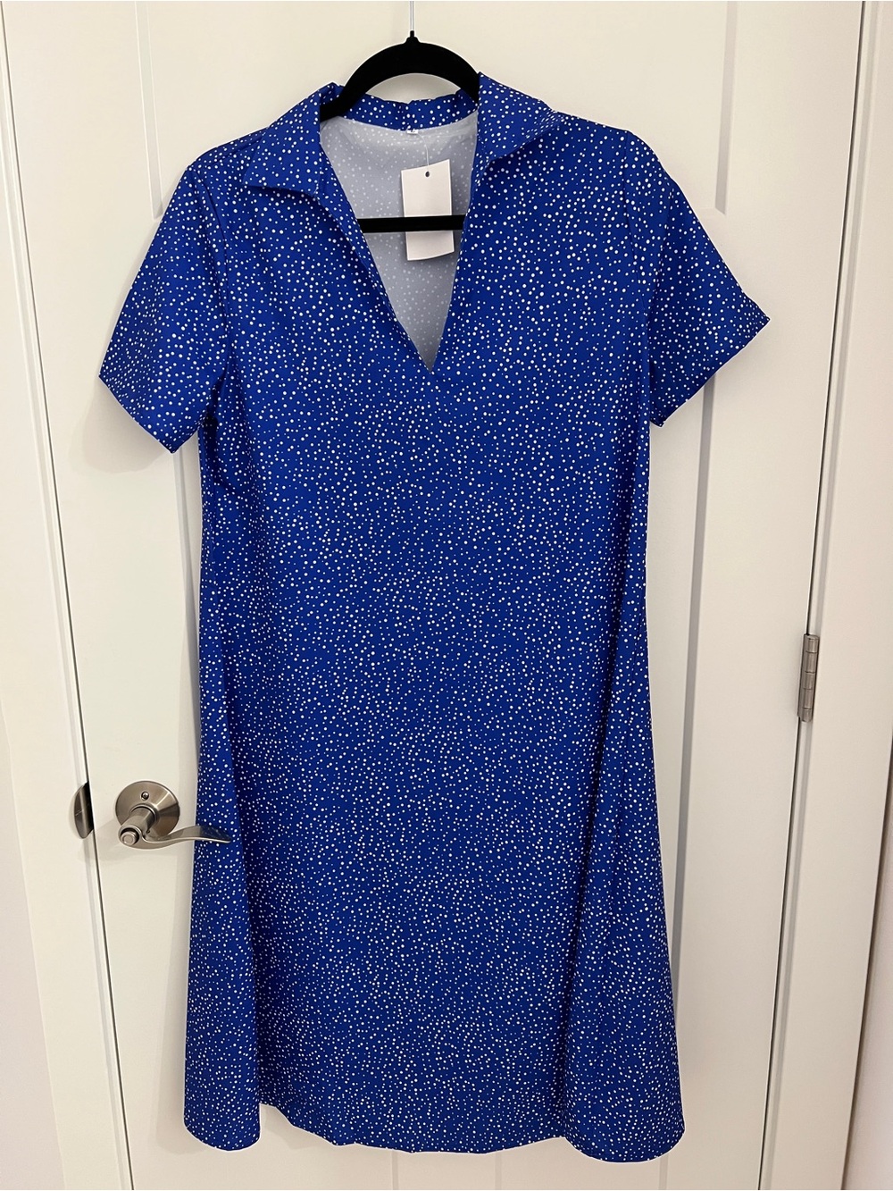 Royal Blue Speckled Asymmetrical Short Sleeve Dress